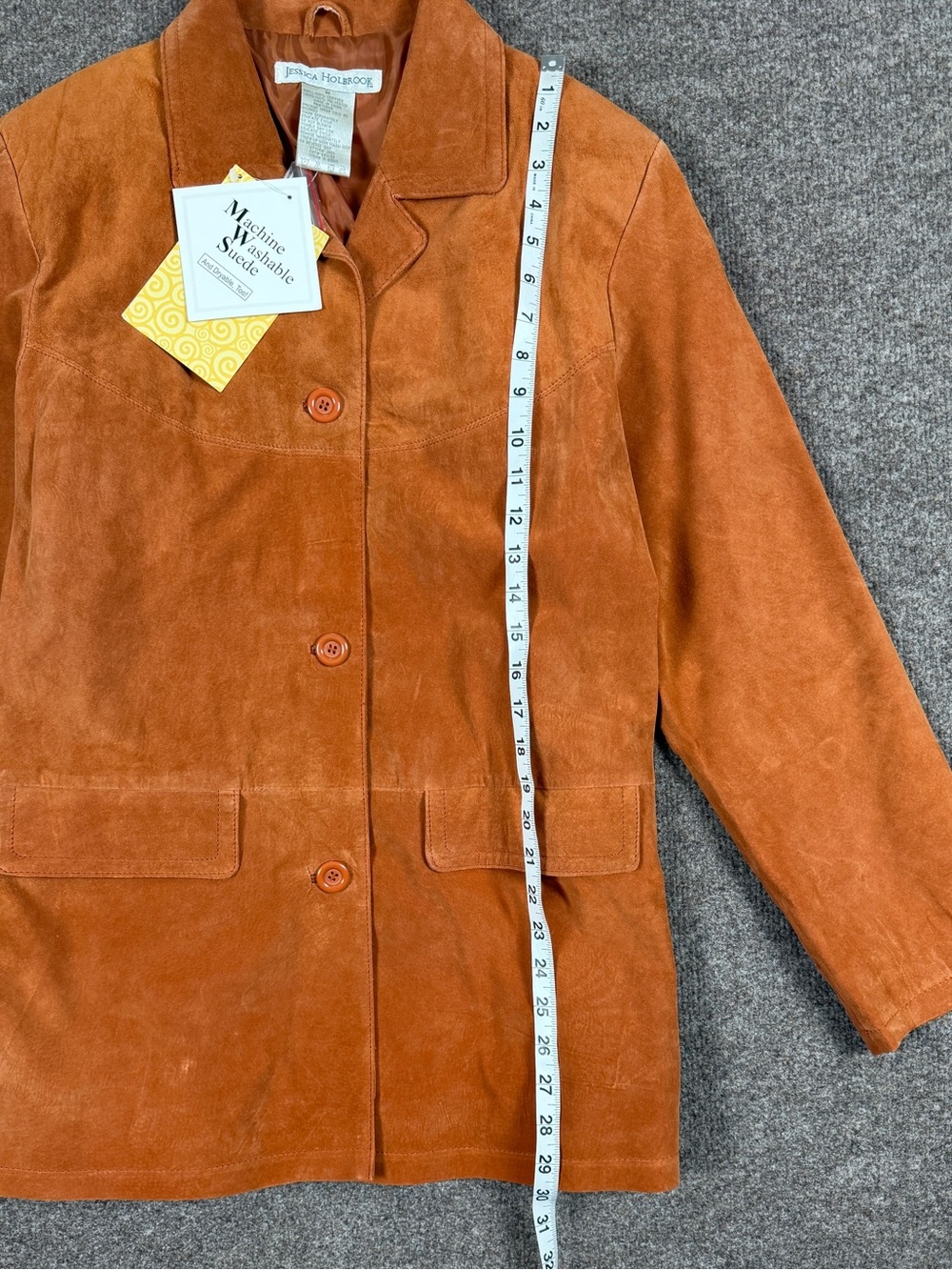 Vintage Rust Orange Suede Leather Chore Barn Blazer Jacket Womens Medium Y2K NWT - Picture 6 of 7